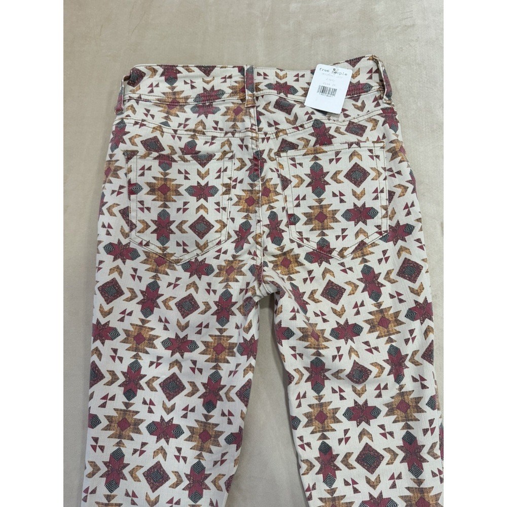 Free People We The Wild Child Printed Skinny Jeans Ivory Size 28 #OB1100417 NWT - Picture 5 of 16